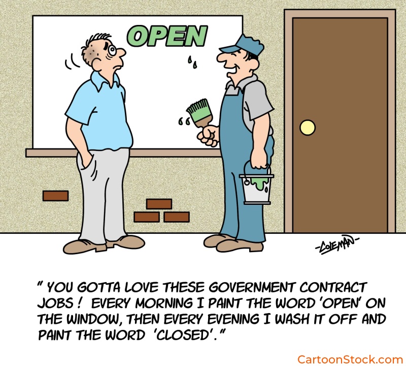 cartoon about
a painter who has landed the perfect gig
