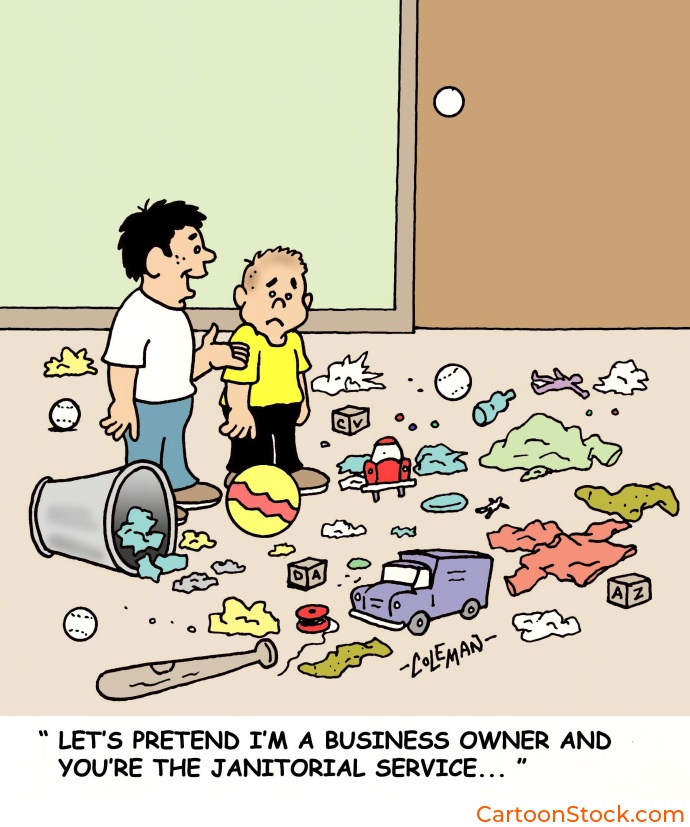 cartoons about kids, children, clean your room, janitorial service, business cartoon, 
family , siblings, brother
