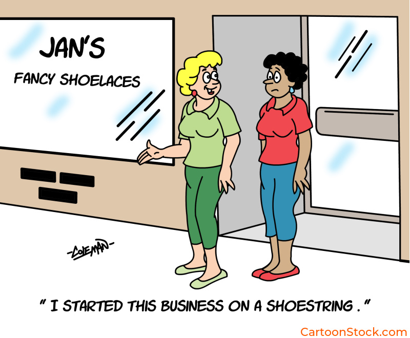 cartoon about
a woman who started a business on a shoestring
