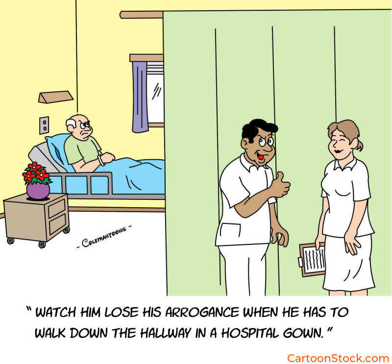 cartoon about
an arrogant patient in a hospital