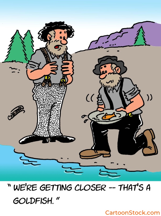 cartoon about
two men pannng for gold